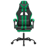Obrotowy fotel gamingowy z podnóżkiem, czarno-zielony vidaXL