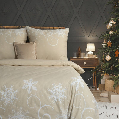 KOMPLET POŚCIELI ŚWIATECZNEJ SANTA6 220 X 200 CM BEŻOWY