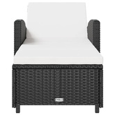 vidaXL Leżak ogrodowy z kremową poduszką, polirattan, czarny