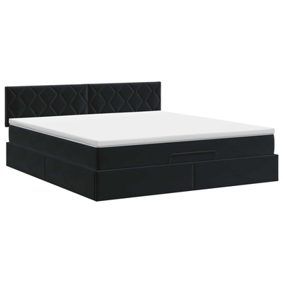 Łóżko ottoman z materacem Czarny 160 x 200 cm Welur
