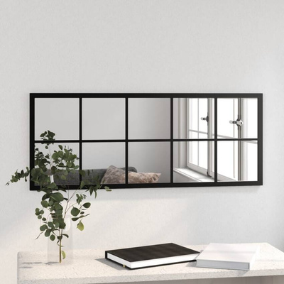 vidaXL Lustro ścienne, czarne, 100 x 40 cm, metal