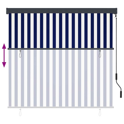 Roleta Niebieski i biały 180 x 250 cm Materiał i Aluminium
