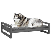 vidaXL Legowisko dla psa, szare, 105,5x75,5x28 cm, lite drewno sosnowe
