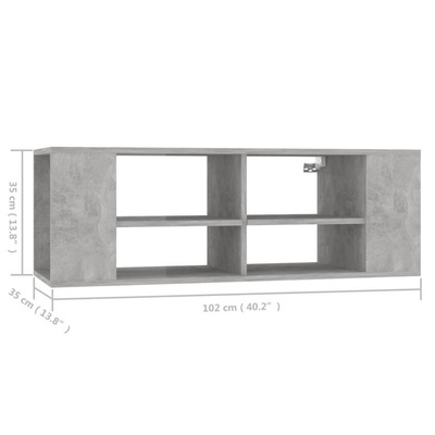 vidaXL Wisząca szafka pod TV, szarość betonu, 102x35x35 cm
