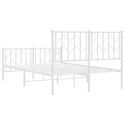Metalowa rama łóżka z wezgłowiem i zanóżkiem, biała, 120x200 cm