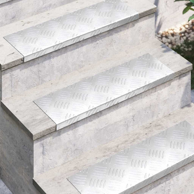 Stopień Prostokątny 10 pcs Srebrny 60 x 18 x 2,5 cm Aluminium