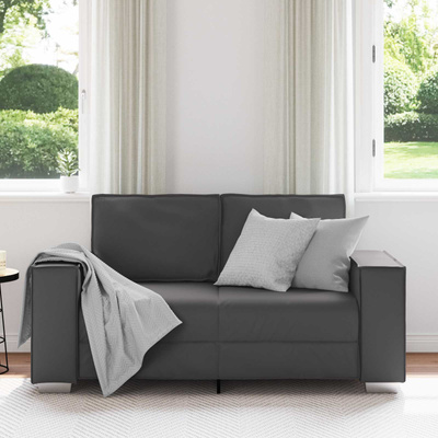 Sofa dwuosobowa Szary 160 cm Skóra ekologiczna