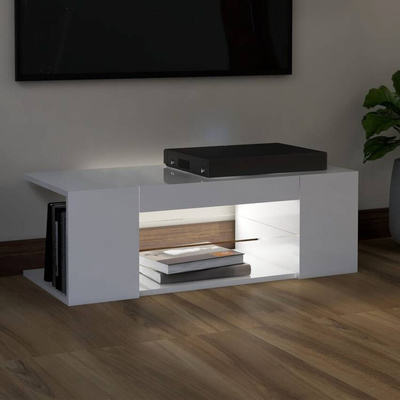 vidaXL Szafka TV z oświetleniem LED, wysoki połysk, biała, 90x39x30 cm