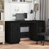 vidaXL Biurko, czarne, 140x50x75 cm, lite drewno sosnowe