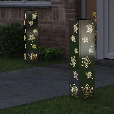 Słoneczna LED lampa na ścieżkę 2 pcs Srebrny Stal ocynkowana