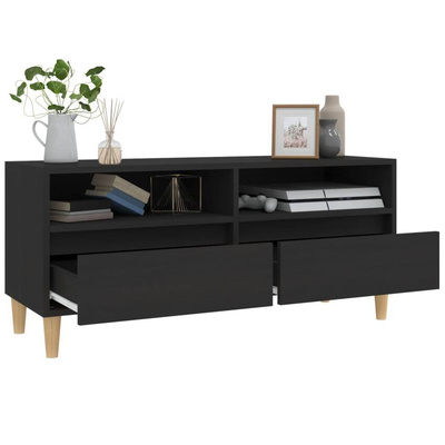 vidaXL Szafka pod TV, czarna, 100x34,5x44,5cm, materiał drewnopochodny