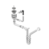 Odpływ zatyczkowy 3 1/2" z syfonem 1-komorowy Power Colour silver stone (GRANIT-pionowy), save space (12PB3-P2A-GR)