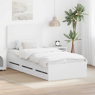 Ramka łóżka z szufladą Biały 100 x 200 cm Drewno inżynieryjne