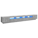 vidaXL Szafka pod TV z oświetleniem LED, szarość betonu, 300x35x40 cm