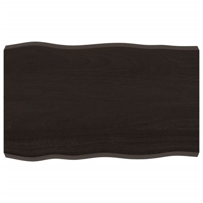 Blat, ciemnobrązowy 80x50x(2-6) cm drewno z naturalną krawędzią