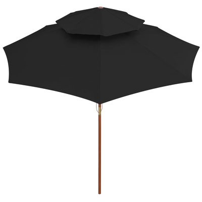 Parasol ogrodowy z dwupoziomową czaszą, czarny, 270 cm