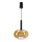 Lampa wisząca Bueno szklana pojedyncza bursztynowy klosz GX53