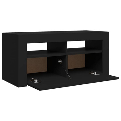 vidaXL Szafka pod TV z oświetleniem LED, czarna, 90x35x40 cm