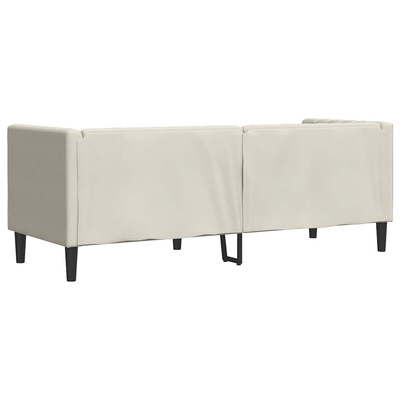 Sofa Chesterfield z wałkami, trzyosobowa, kremowa, aksamit