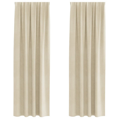 Zasłony zaciemniające 2 pcs Kremowy 140 x 245 cm Aksamit