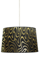 Lampa wisząca z abażurem Tiger klasyczna czarno‑złota E27