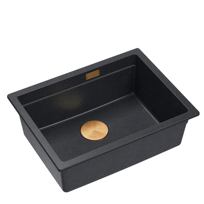 LOGAN 100 GraniteQ zlewozmywak black diamond 59,5x45,1x21,5 cm 1-komorowy podwieszany z syfonem manualnym miedziany