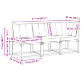 3 szt. Modułowa sofa na zewnątrz Biały