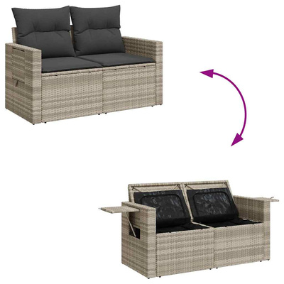 6-cz. zestaw mebli ogrodowych, z poduszkami, jasnoszary