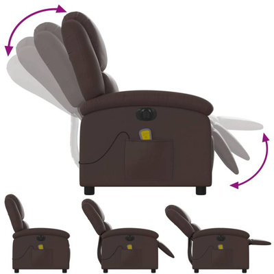 vidaXL Rozkładany fotel masujący, elektryczny, brązowy, sztuczna skóra model standard