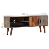 vidaXL Szafka pod TV, szara, 130x30x46 cm, lite surowe drewno mango
