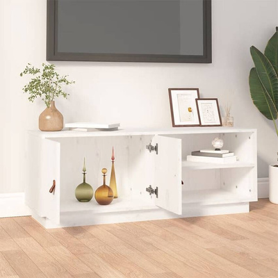vidaXL Szafka pod TV, biała, 105x34x40 cm, lite drewno sosnowe