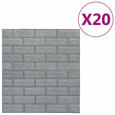 Panele 3D z imitacją cegły, samoprzylepne, 20 szt., antracytowe