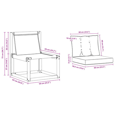 Sofa na zewnątrz Drewno akacji i tekstylen Biały