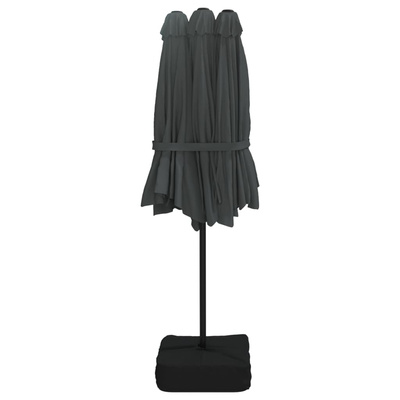 Podwójny parasol ogrodowy z LED, antracytowy, 449x245 cm