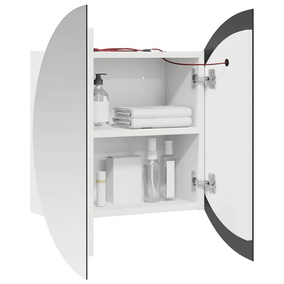 Szafka łazienkowa z lustrem i LED, biała, 54x54x17,5 cm