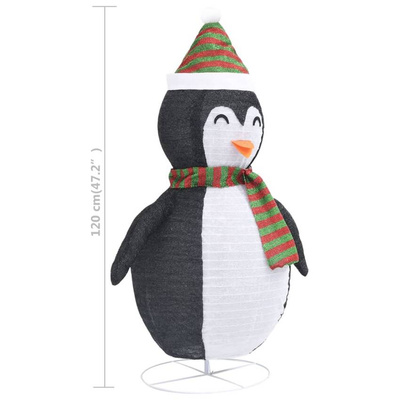 vidaXL Dekoracja świąteczna, pingwin z LED, luksusowa tkanina, 120 cm