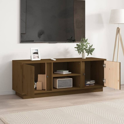 Szafka pod TV, miodowy brąz, 110x35x40,5cm, lite drewno sosnowe vidaXL