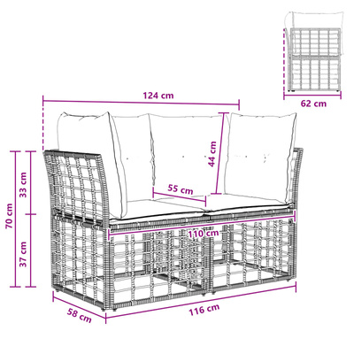 Ogrodowy loveseat 2 szt. 2-osobowy Naturalny i Kremowy Biały