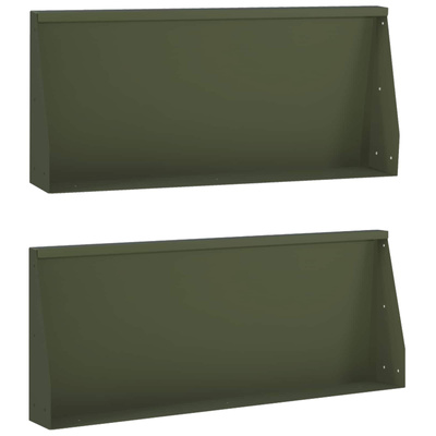 Mur oporowy 2 szt. 100 x 12 x 50 cm Stal Oliwkowy zielony