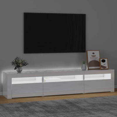 vidaXL Szafka pod TV z oświetleniem LED, biała z połyskiem195x35x40 cm