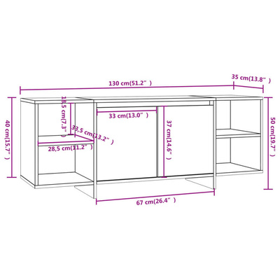 vidaXL Szafka pod TV, biała, 130x35x50 cm, płyta wiórowa