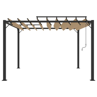 Altana z żaluzjowym dachem 3x3 m, taupe, tkanina i aluminium