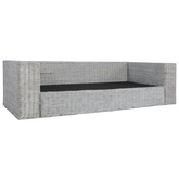 3-osobowa sofa z poduszkami, szara, naturalny rattan