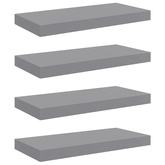 vidaXL Półki ścienne, 4 szt., szare, 50x23x3,8 cm, MDF