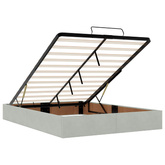 Łóżko z pojemnikiem i materacem LED jasnoszary 140 x 190 cm