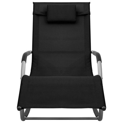 vidaXL Leżak, tworzywo textilene, czarno-szary