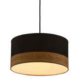 Lampa wisząca z abażurem Porto czarna z fornirem do salonu