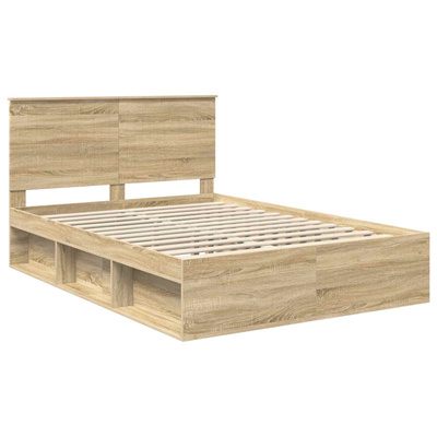 Ramka łóżka dąb Sonoma 140 x 190 cm Lite drewno sosnowe