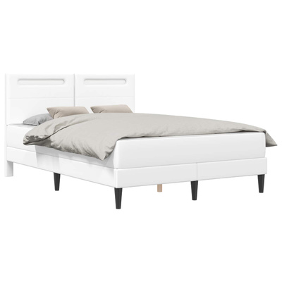 Ramka łóżka z paskami LED Biały 140 x 190 cm Ekoskóra