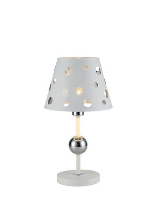 Lampka nocna Batley Ledea biała z abażurem metalowo-tekstylna